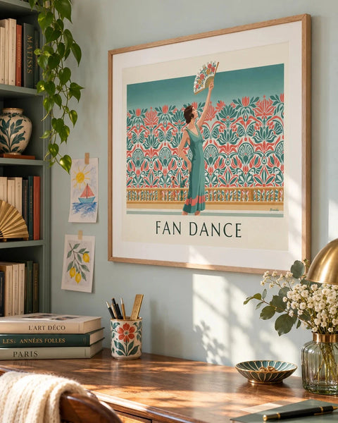 Art-déco-Poster: gerahmtes Poster der Kollektion in einem Wohnraum