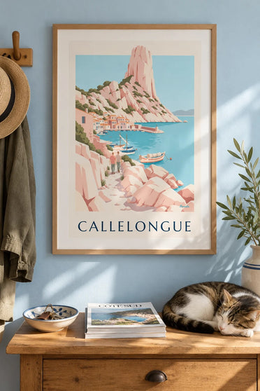 Affiche Callelongue, petit port des calanques : encadrée au mur