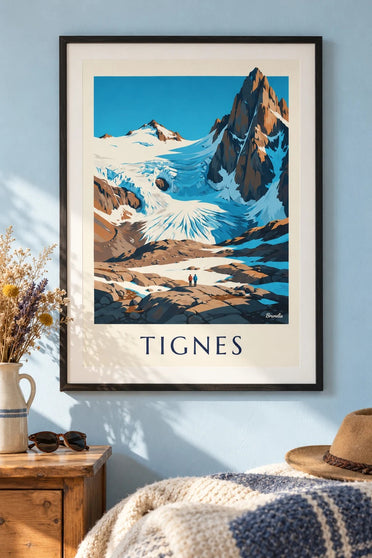 Poster Tignes, Grande Motte en Grande Casse in de zomer : ingelijst aan de muur