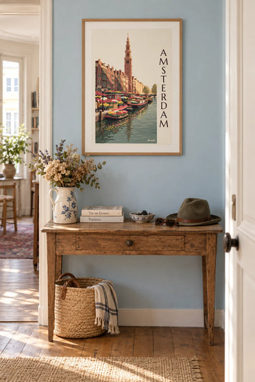 Poster Blumenmarkt am Singel in Amsterdam: gerahmt an der Wand