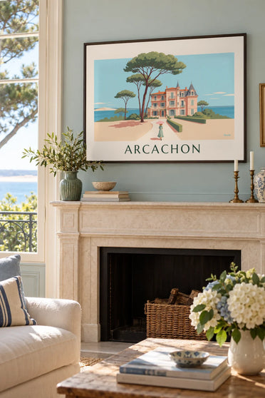 Poster villa in de Ville d'Hiver in Arcachon tussen de dennen: ingelijst aan de muur