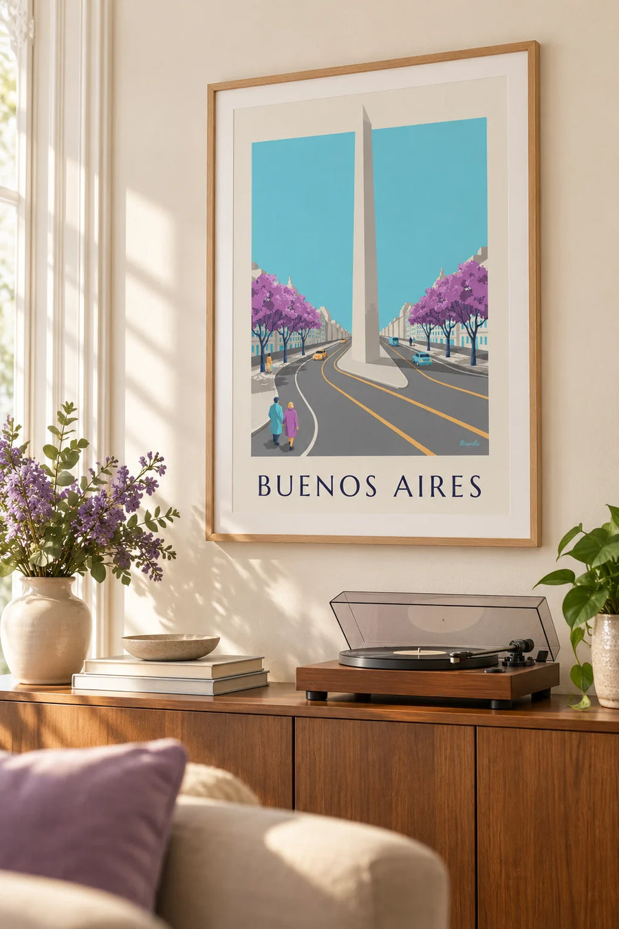 Poster obelisk van de Avenida 9 de Julio in Buenos Aires: ingelijst aan de muur