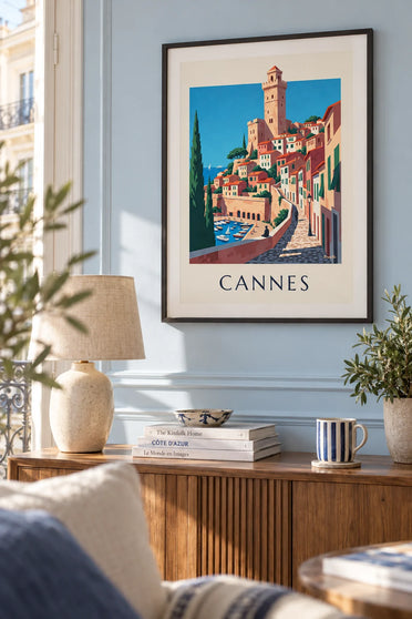 Poster Altstadt Le Suquet und alter Hafen von Cannes: gerahmt an der Wand