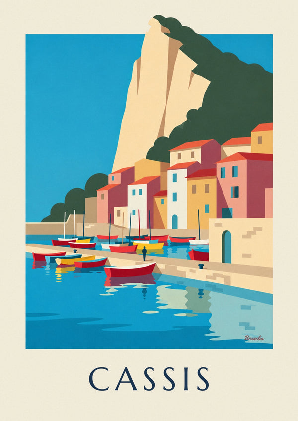 Affiche barques colorées sur le port de Cassis