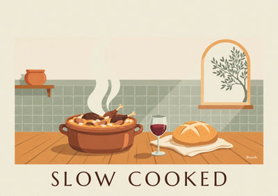 Poster of Toulouse cassoulet in its terracotta cassole: the full poster
