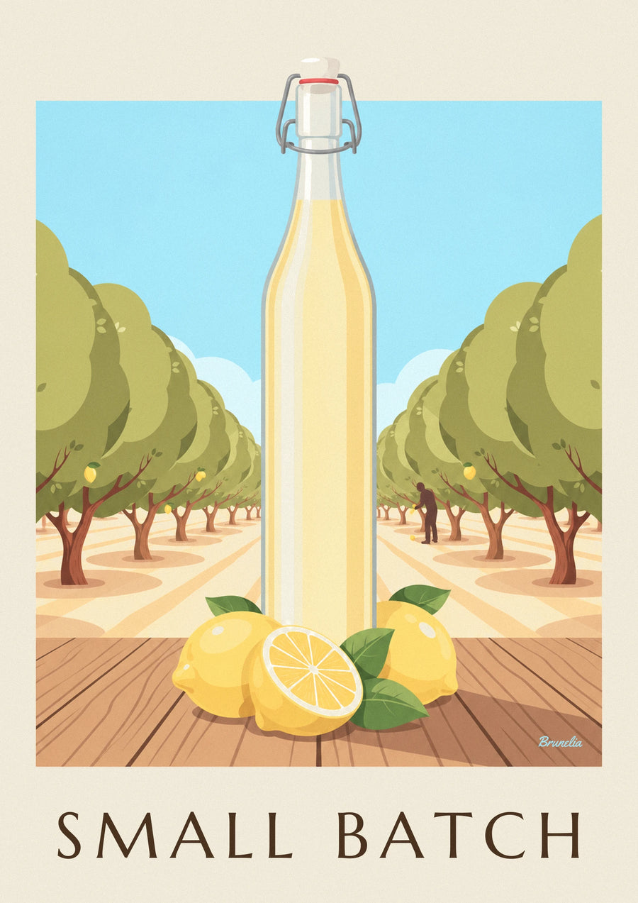 Poster fles ambachtelijke citroenlimonade en citroenen