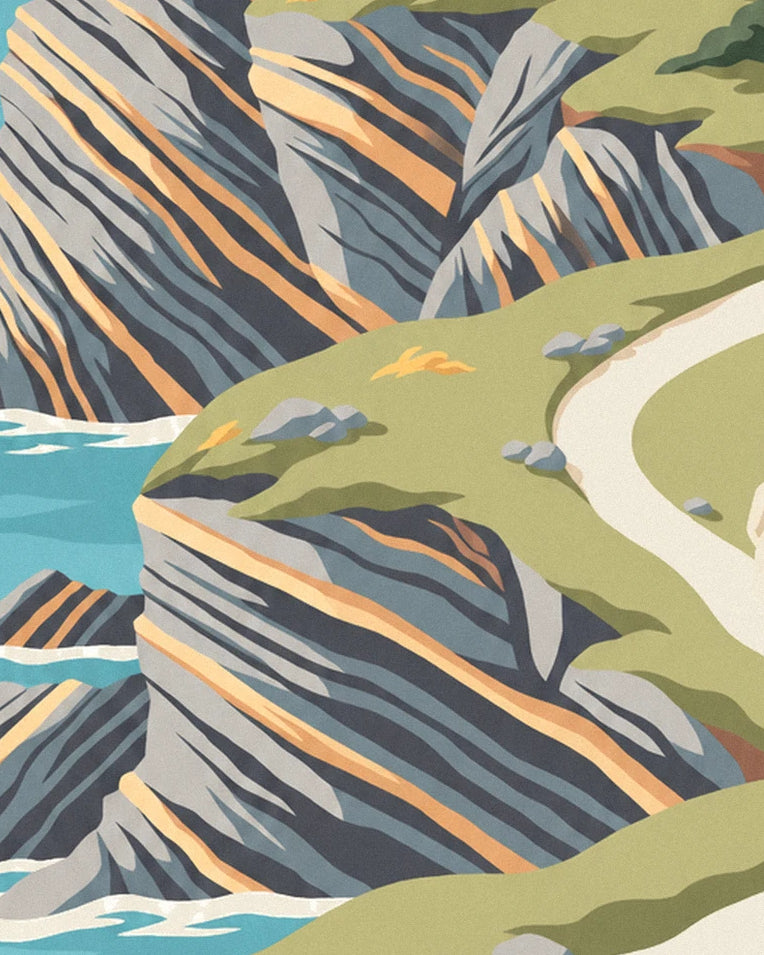 Poster baskische Corniche und Flysch-Klippen: Detail in Nahaufnahme