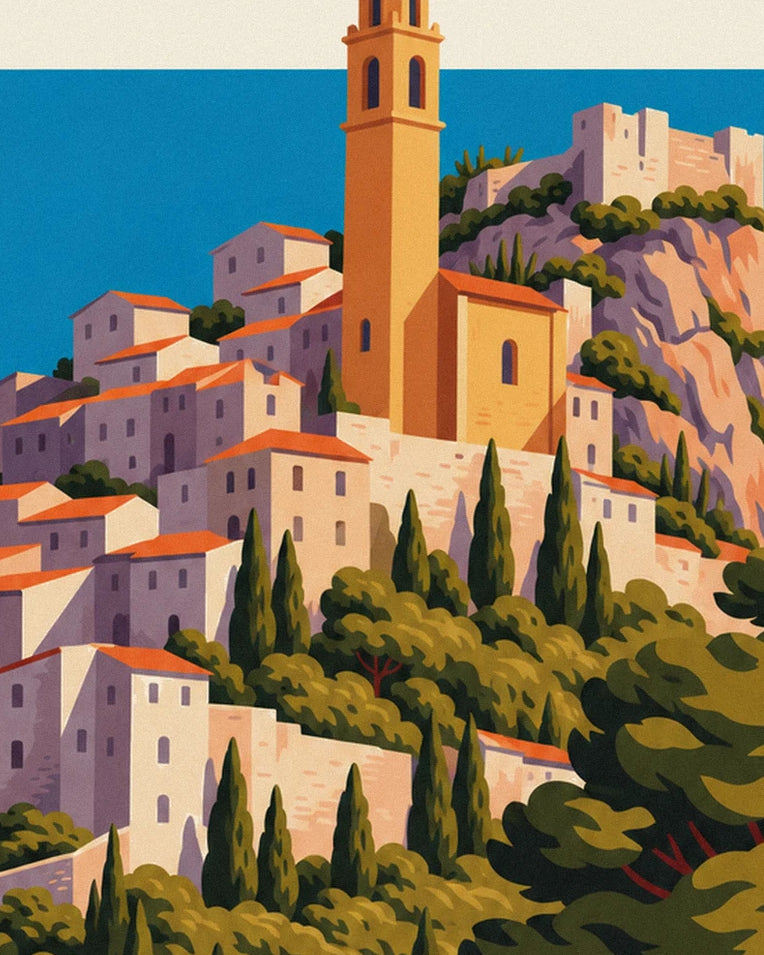 Hilltop village of Èze above the Mediterranean poster: close-up detail