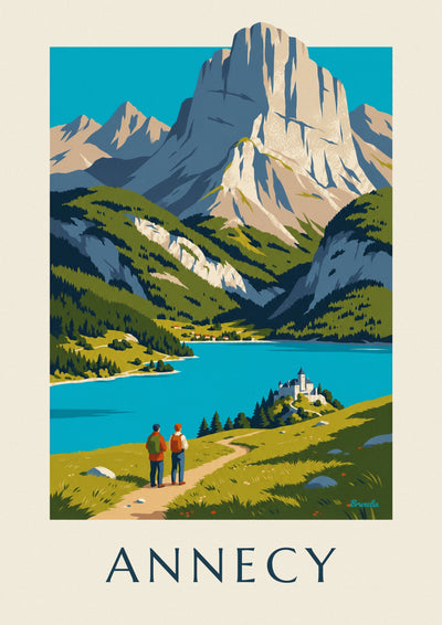 Affiche randonnée au-dessus du lac d'Annecy : l'affiche entière