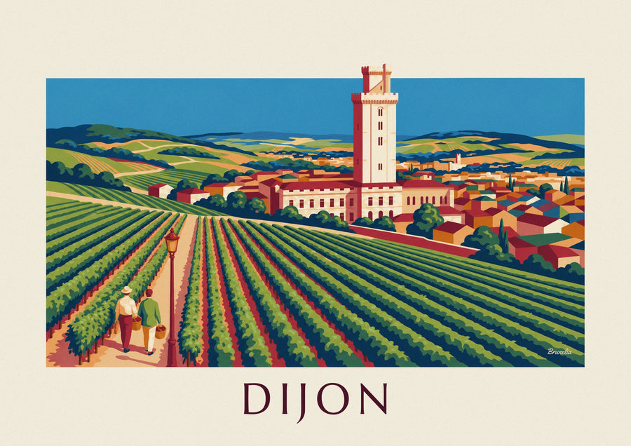 Dijon vineyards and Palace of the Dukes of Burgundy poster
