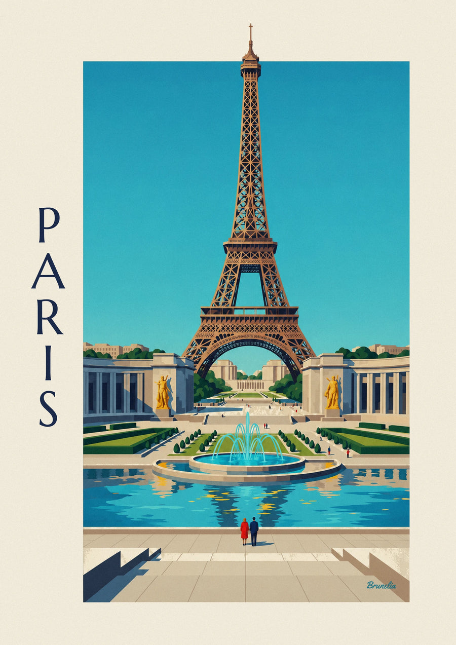 Poster Palais de Chaillot en fonteinen van het Trocadéro in Parijs