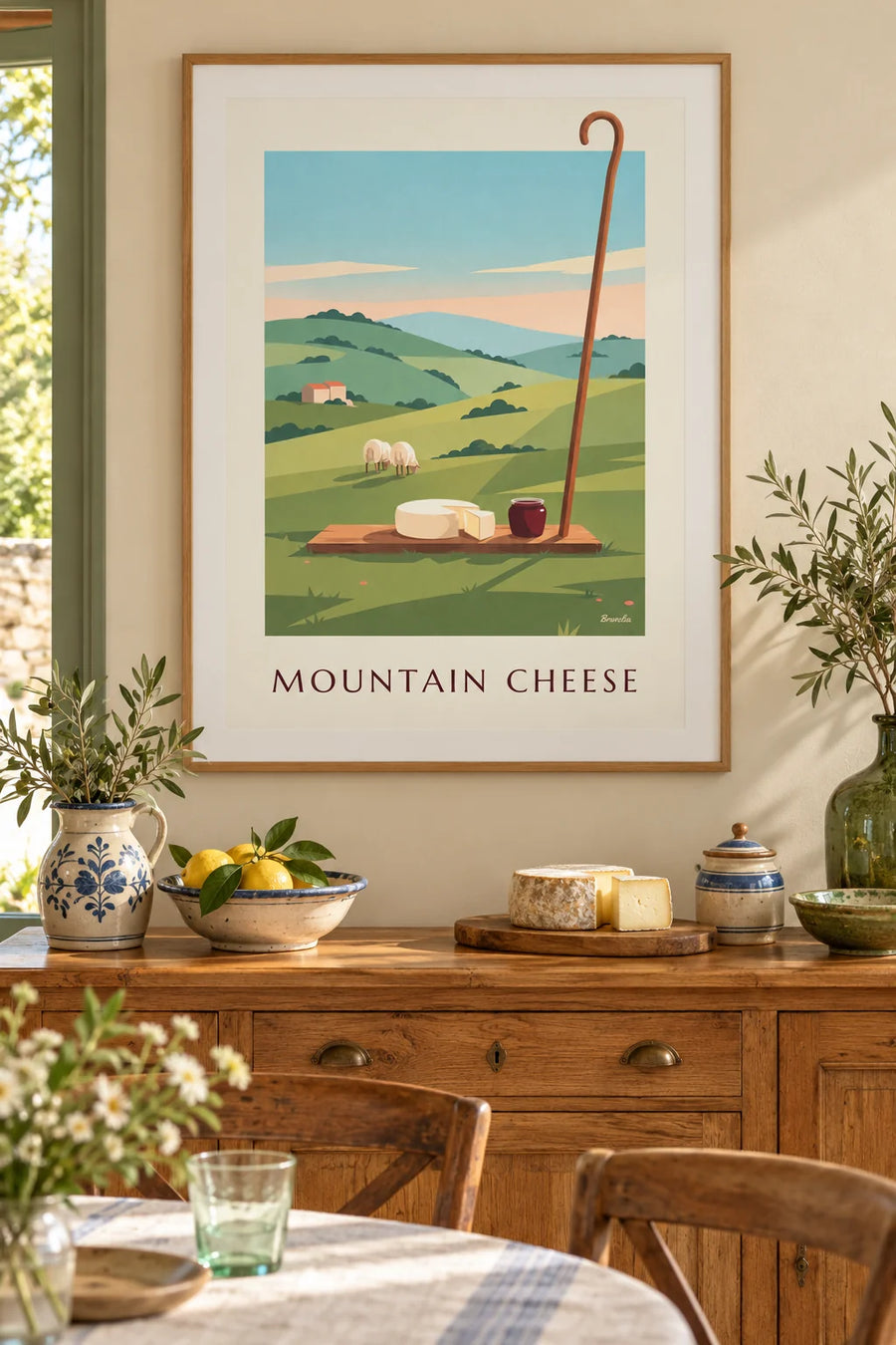 Affiche fromage de brebis basque et confiture de cerises noires : encadrée au mur