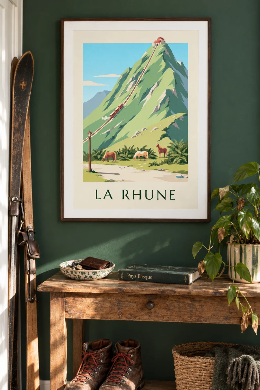 Affiche petit train de La Rhune au Pays basque : encadrée au mur