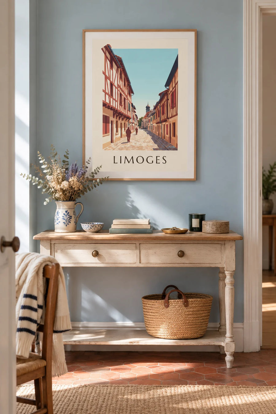 Affiche rue de la Boucherie et chapelle Saint-Aurélien à Limoges : encadrée au mur