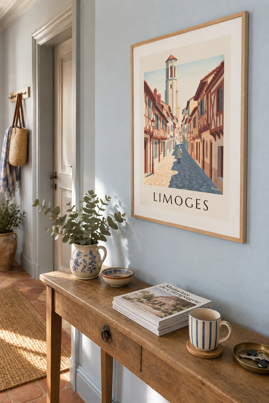Affiche rue de la Boucherie et chapelle Saint-Aurélien à Limoges : encadrée au mur