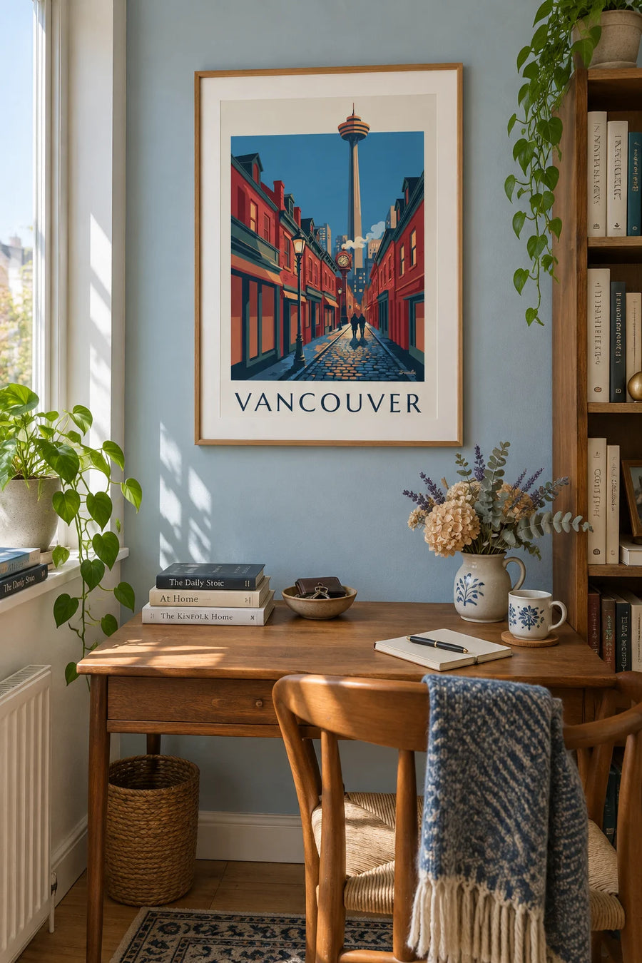 Poster of the Gastown Steam Clock in Vancouver: framed on the wall