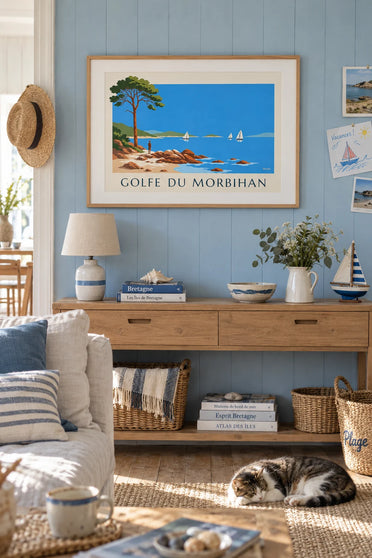 Poster Golf von Morbihan, Inseln und Segelboote: gerahmt an der Wand