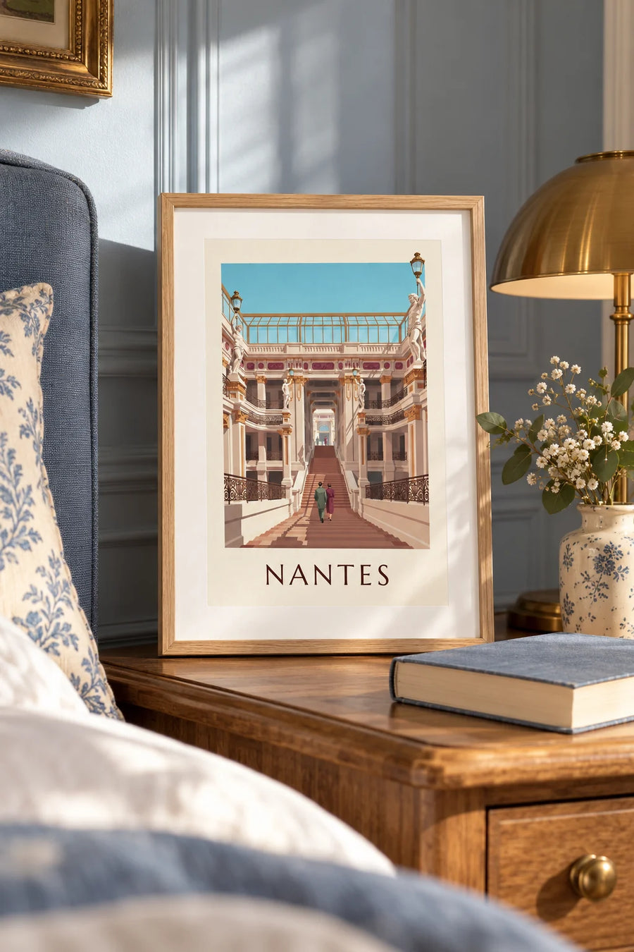 Poster Passage Pommeraye en zijn galerijen in Nantes: klein formaat A4 ingelijst