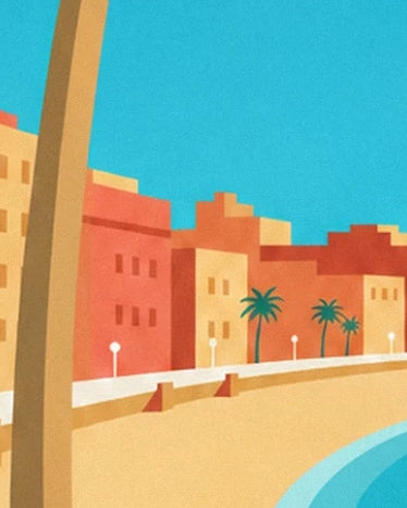 Les façades ocre et corail de Las Palmas, les palmiers et la promenade en bord de plage