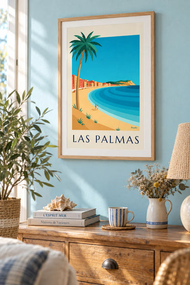 Poster strand Las Canteras in Las Palmas: ingelijst aan de muur
