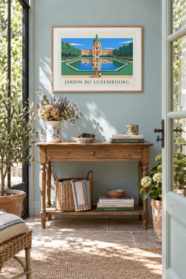 Poster Jardin du Luxembourg en zeilbootjes op de vijver: ingelijst aan de muur