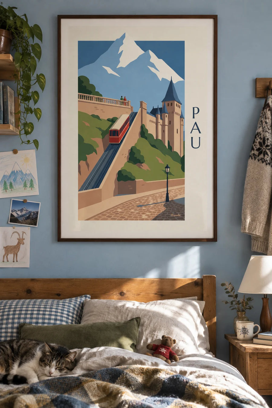 Poster Standseilbahn von Pau und die Berge: gerahmt an der Wand