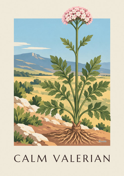 Poster echte valeriaan, geneeskrachtige plant: de volledige poster