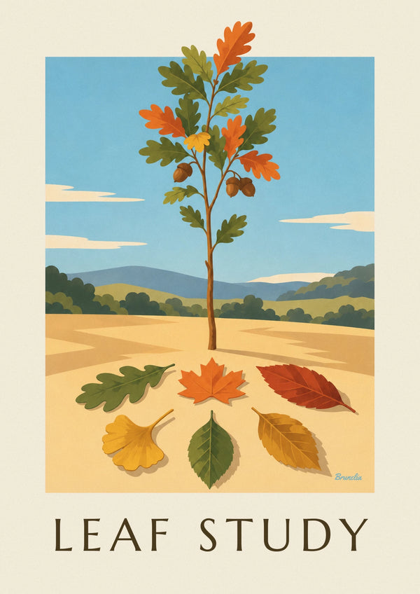 Naturalist tree leaves plate poster