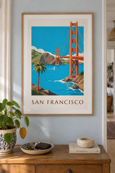Affiche Golden Gate Bridge de San Francisco : encadrée au mur