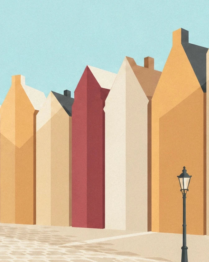 Les hautes façades ocre, rouge et crème de Stortorget avec un réverbère noir