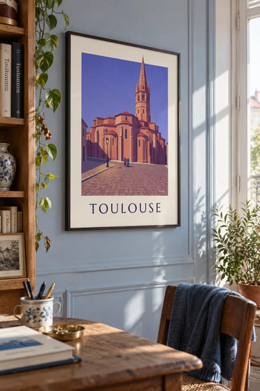Poster apsis van de basiliek Saint-Sernin in Toulouse: ingelijst aan de muur