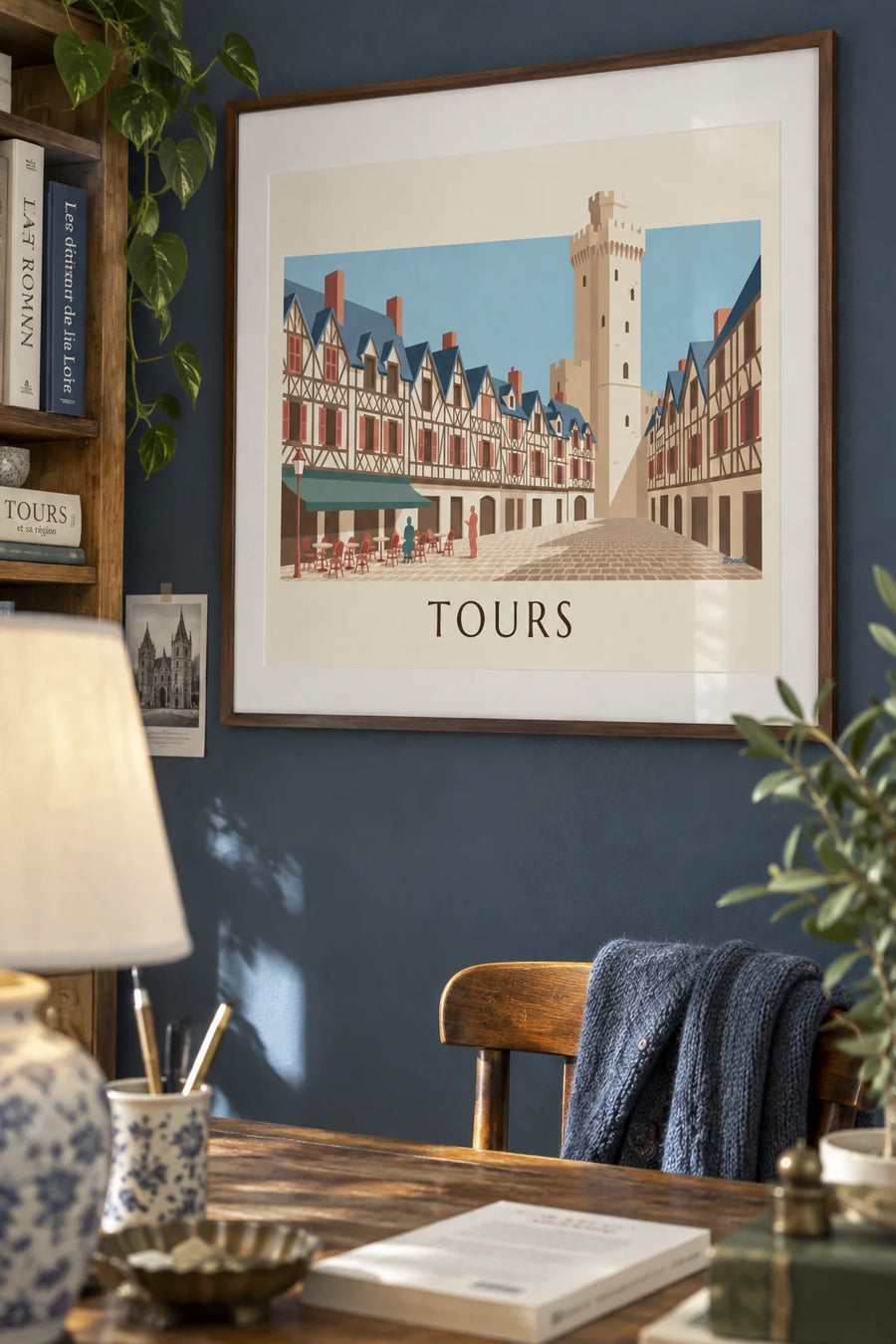 Poster Place Plumereau und Renaissance-Architektur in Tours: gerahmt an der Wand