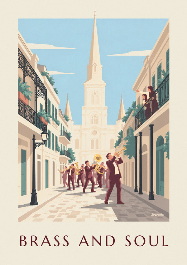 Affiche fanfare de jazz dans le Quartier français de La Nouvelle-Orléans