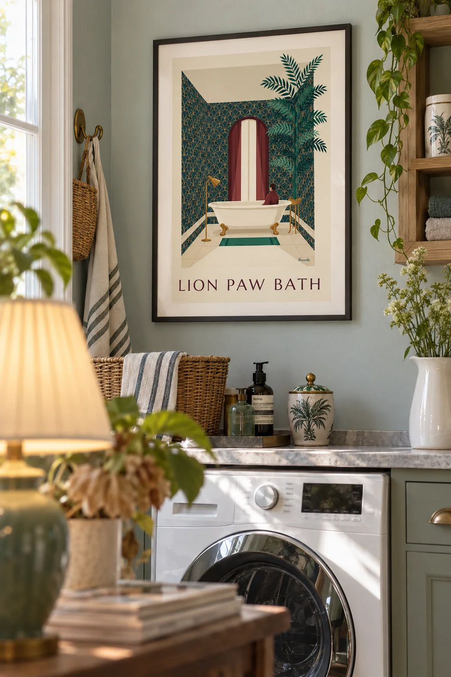 Poster of a Victorian clawfoot bathtub: framed on the wall