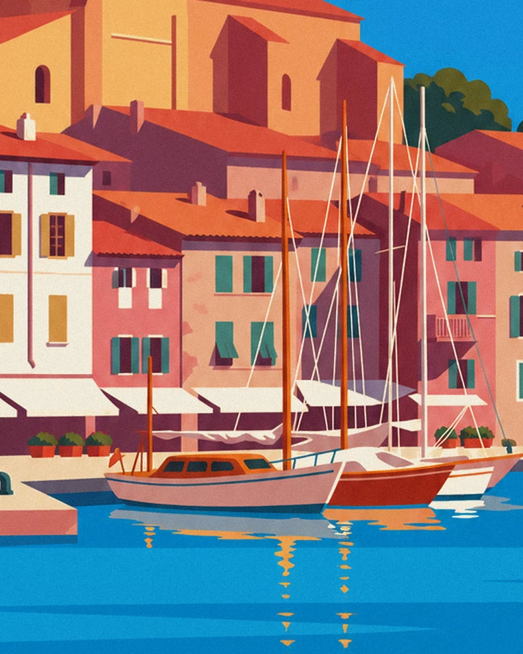 Poster Segelboote im alten Hafen von Saint-Tropez: Detail in Nahaufnahme