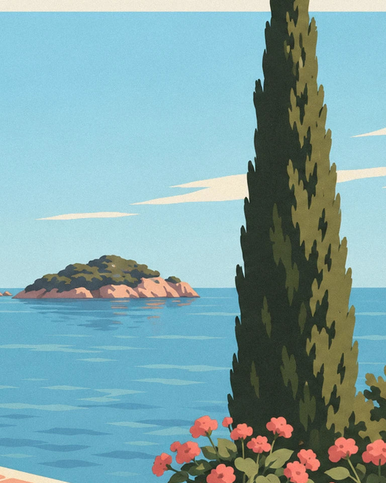 Poster mediterrane Terrasse und Bec de l'Aigle in La Ciotat: Detail in Nahaufnahme
