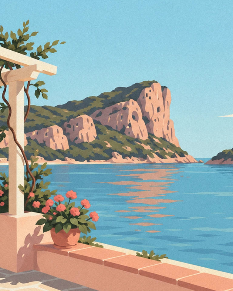 Poster mediterrane Terrasse und Bec de l'Aigle in La Ciotat: Detail in Nahaufnahme