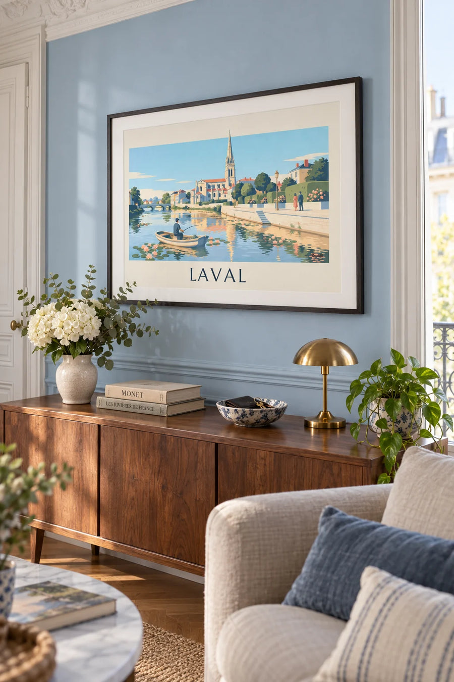 Affiche Mayenne et basilique d'Avesnières à Laval : encadrée au mur