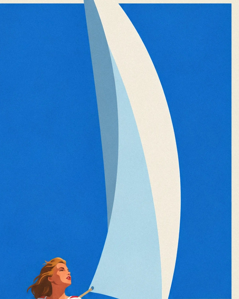 Pin-up on a sailboat deck at sea poster: close-up detail