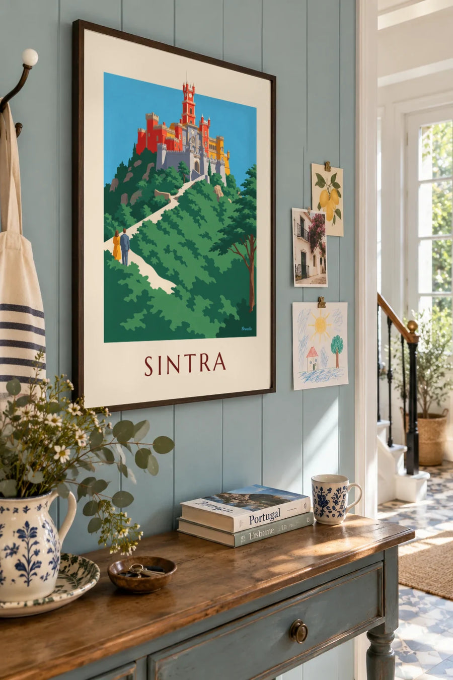 Affiche palais de Pena perché sur les forêts de Sintra : encadrée au mur