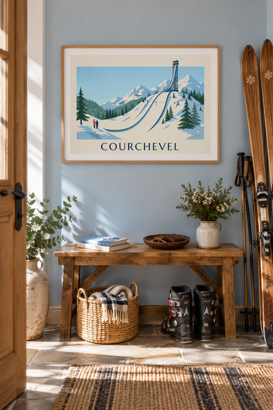 Poster of the Courchevel ski jumps at Le Praz: framed on the wall