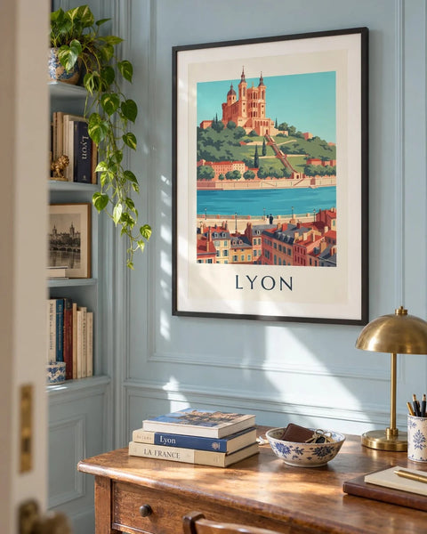 Lyon posters: collection poster framed in an interior