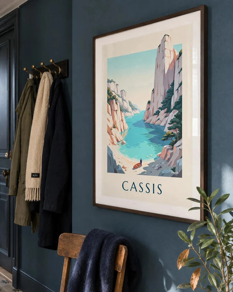Cassis posters: collection poster framed in an interior