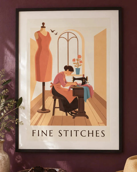 Affiches couture : affiche de la collection encadrée dans un intérieur