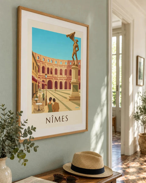 Nîmes posters: collection poster framed in an interior
