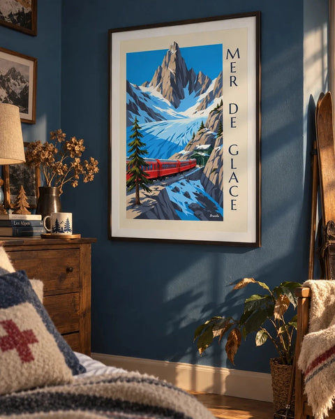 Affiches montagne : affiche de la collection encadrée dans un intérieur