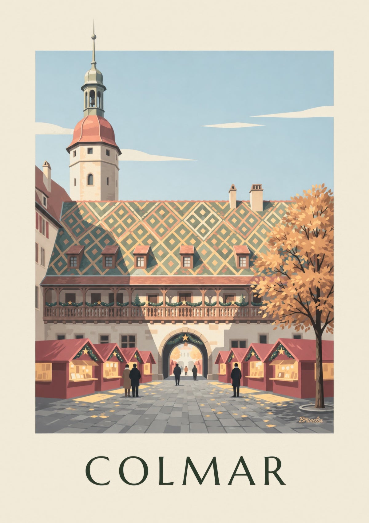 Poster kerstmarkt van Colmar bij het Koïfhus