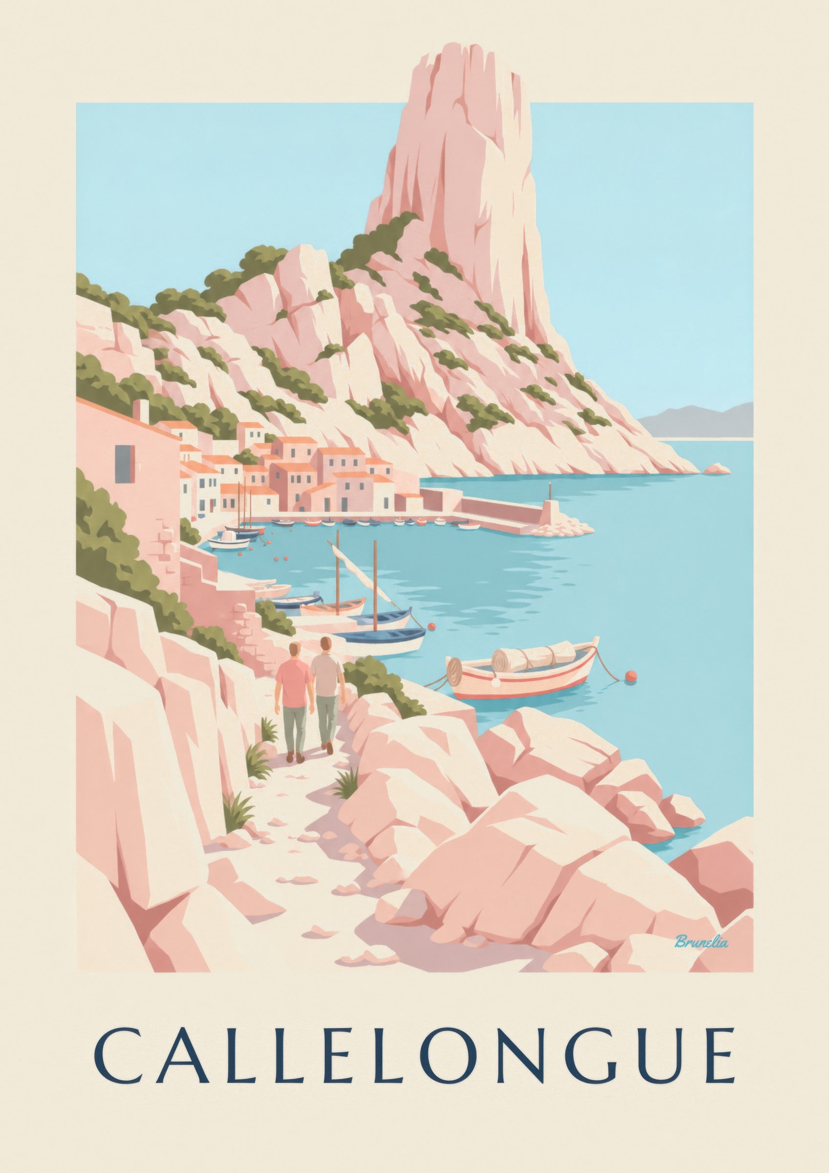Affiche Callelongue, petit port des calanques: detail in close-up