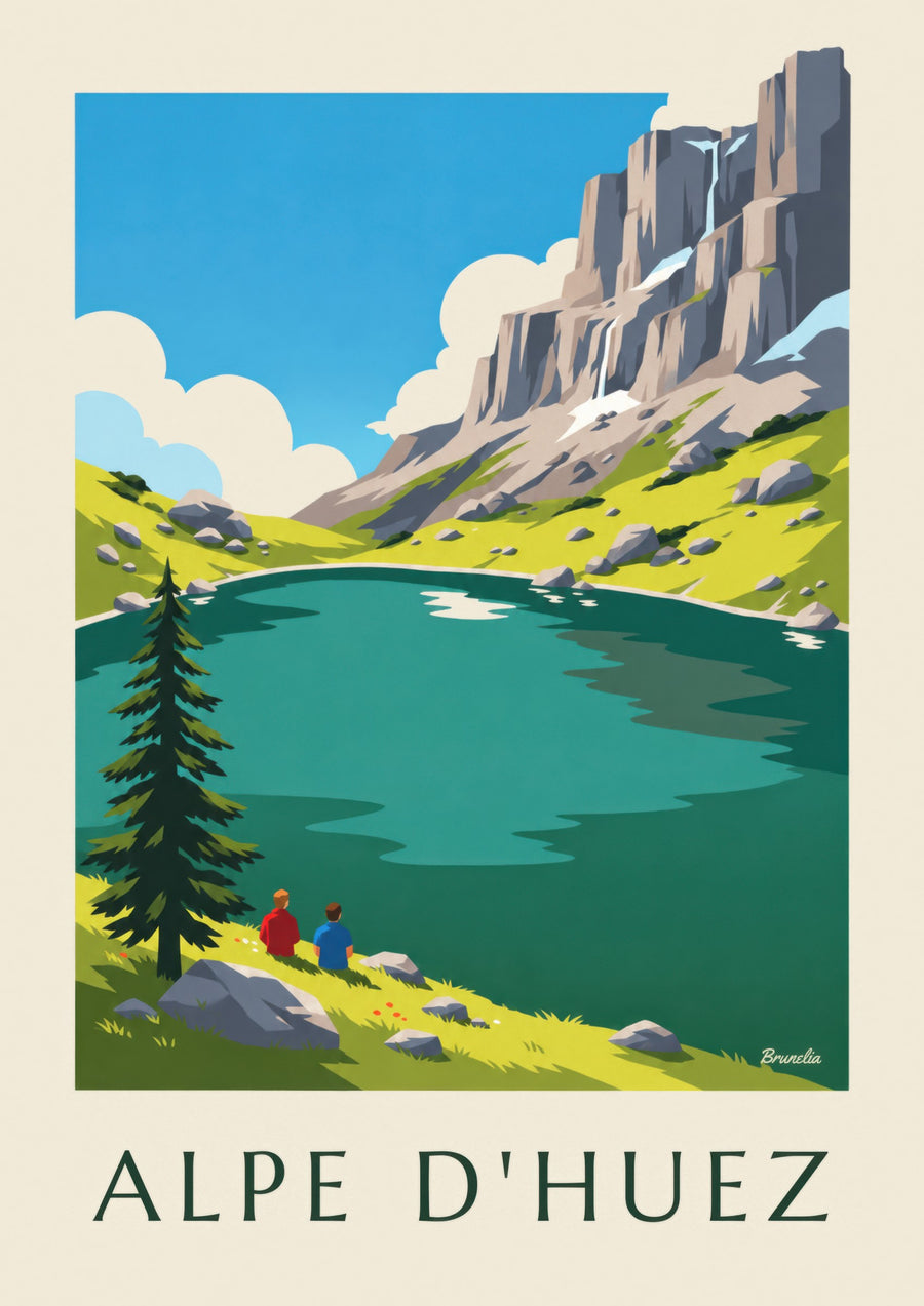 Affiche lac Besson à l'Alpe d'Huez en été