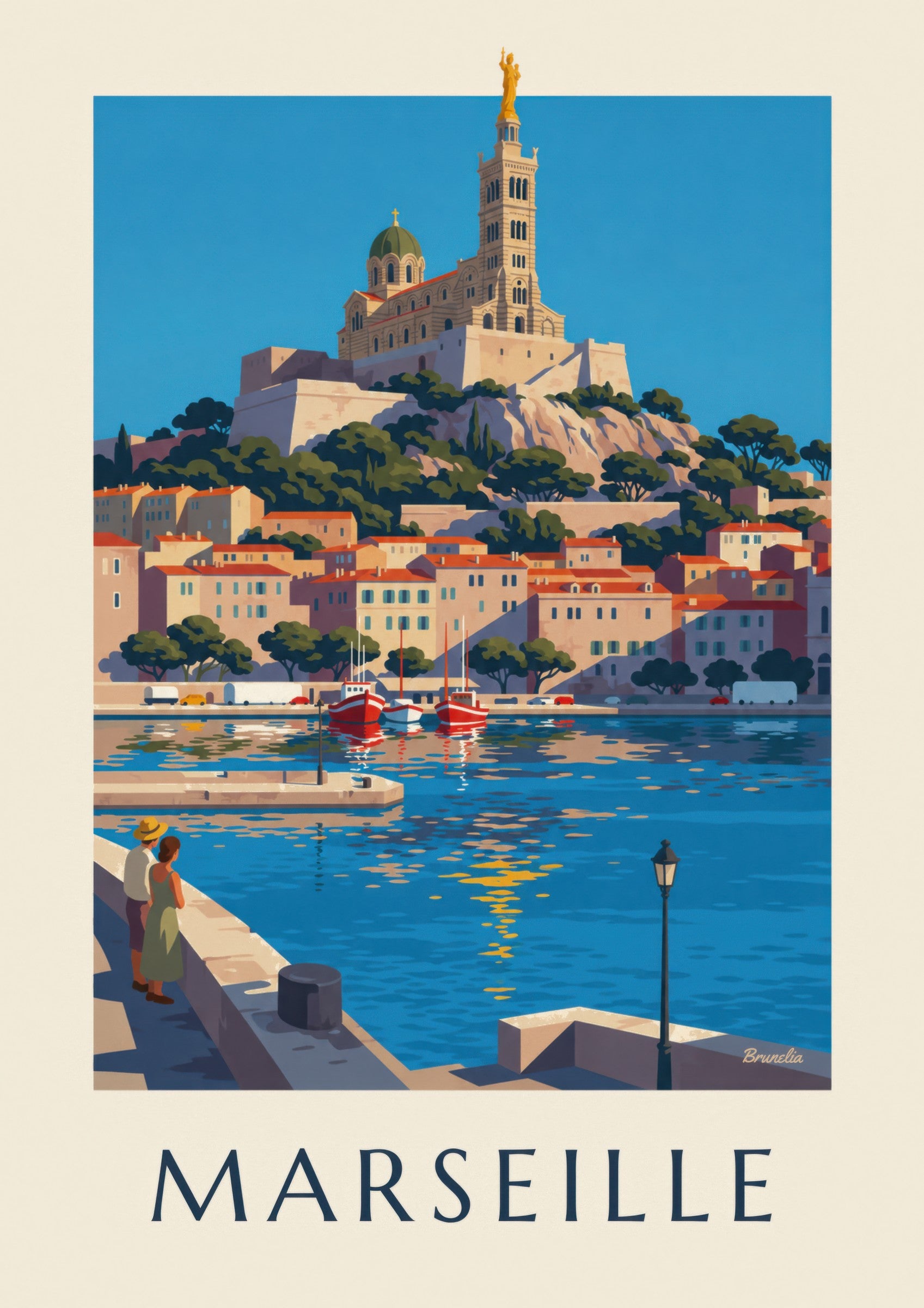 Affiche Notre-Dame-de-la-Garde à Marseille: detail in close-up